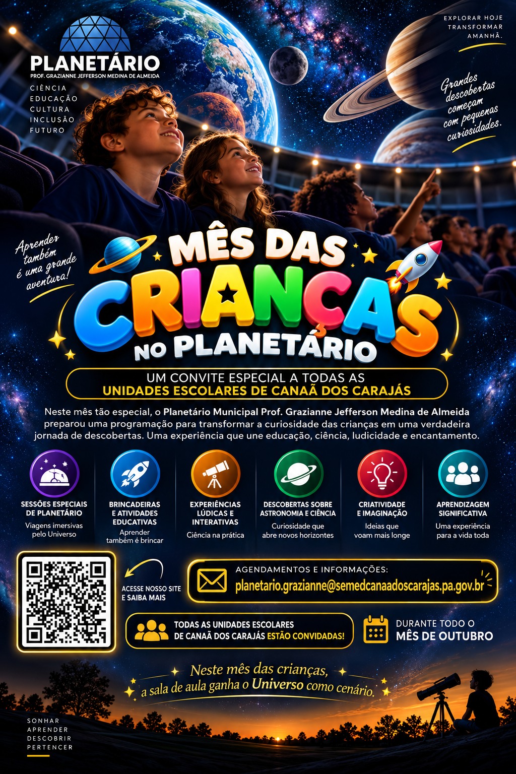 🚀 MÊS DAS CRIANÇAS NO PLANETÁRIO! 🌌