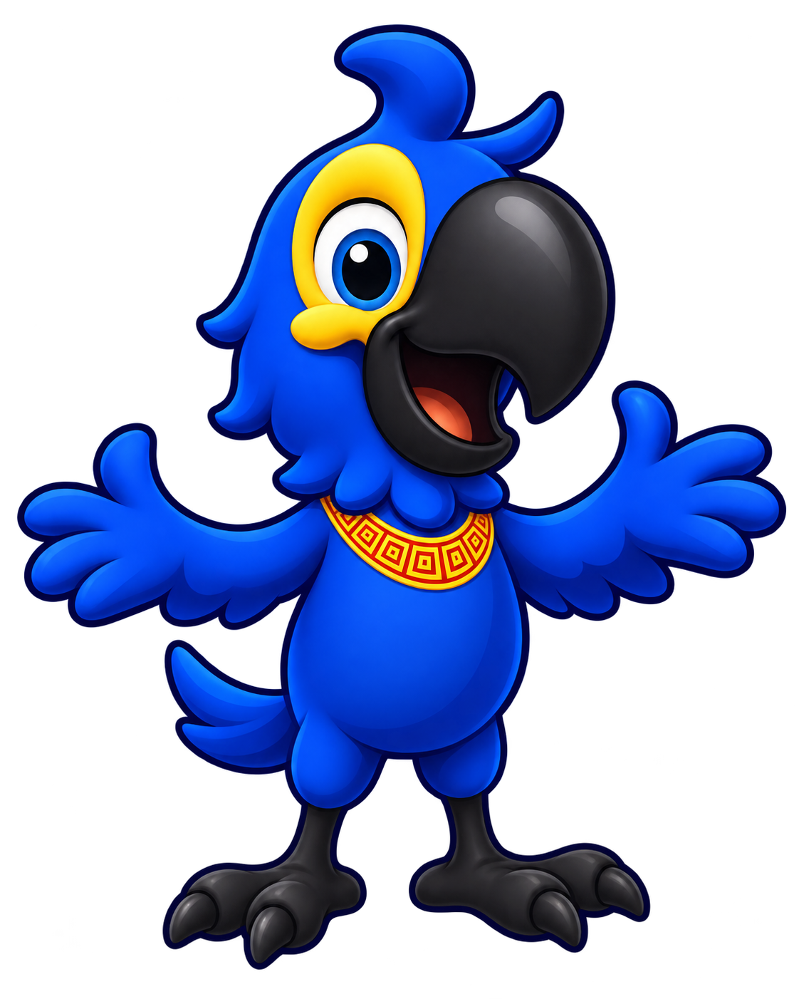 Flaquinho, mascote do FLACC, de braços abertos