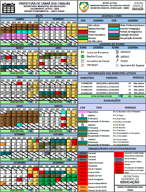 Calendário Ensino Fundamental Anos Finais 2026